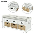thumbnail image 7 of Wood Storage Bench Homes Collection with 3 Removable Rattan Baskets and 3 Drawers,Entryway Storage Bench Shoe Bench with Removable Cushion for Living Room, Bedroom,White, 7 of 7