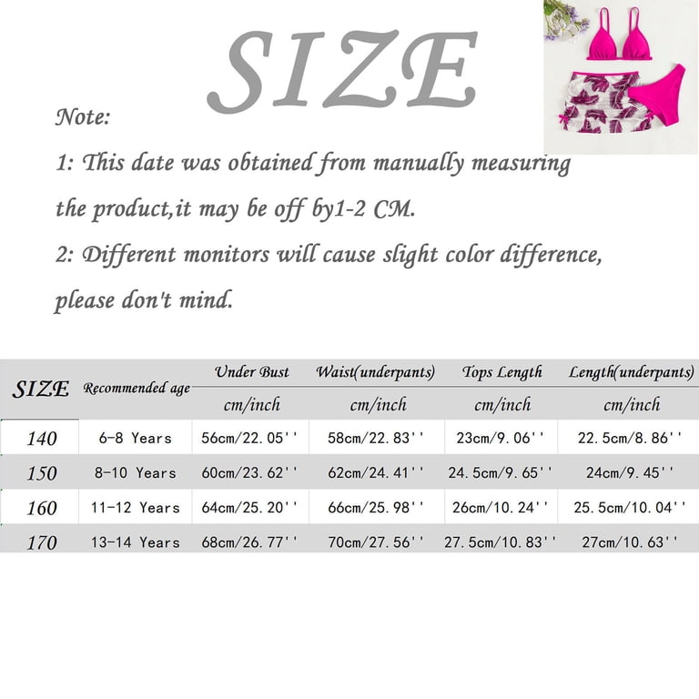 Gubotare Girls 3 Piece Swimsuit Cute Bikini Bathing Suit Quick Dry Swimwear  Cover-Up Sets (Hot Pink,11-12 Years) - Walmart.com