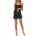 thumbnail image 2 of INSPIRE CHIC Women's Pajama Sets Sleeveless Cami Jersey Knit Double Spaghetti Strap V Neck Tops with Shorts Sleepwear Set M Black, 2 of 6