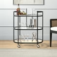 thumbnail image 5 of Henn&Hart 30" Blackened Bronze Metal/Glass Bar Cart, 5 of 7