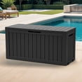 thumbnail image 2 of DEXTRUS Coffre de Terrasse Extérieur en Résine de 72 Gallons avec Poignées Latérales et Roues, Rangement pour Meubles de Patio Étanche et Verrouillable, Noir, 2 of 10