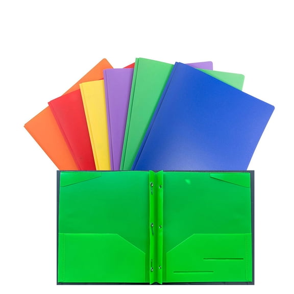 Plastic File Folders with Pockets, 3 Hole, Multicolor, 12 Pack A4 Durable Heavy Duty Colored Folders for School for School Office