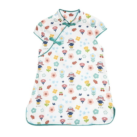 

Toddler Kids Baby Girls Dresses Floral Cartoon Dress Cheongsam Party Outfits Summer Princess Short Sleeve Baby Girl Clothes