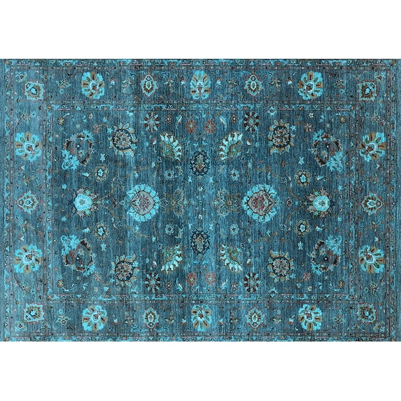 Ahgly Company Indoor Rectangle Oriental Light Blue Industrial Area Rugs, 8' x 12'