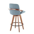 thumbnail image 3 of Cosmo Mid-Century Counter Stool In Walnut And Blue Noise Fabric, 3 of 7