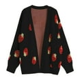 thumbnail image 6 of Sweaters for women Women's Knit Sweater Coat Long Sleeve Open Front Cardigan With Strawberry Jacquard Pattern Stylish Loose Fit Outwear For Fall Winter christmas sweater women, 6 of 6