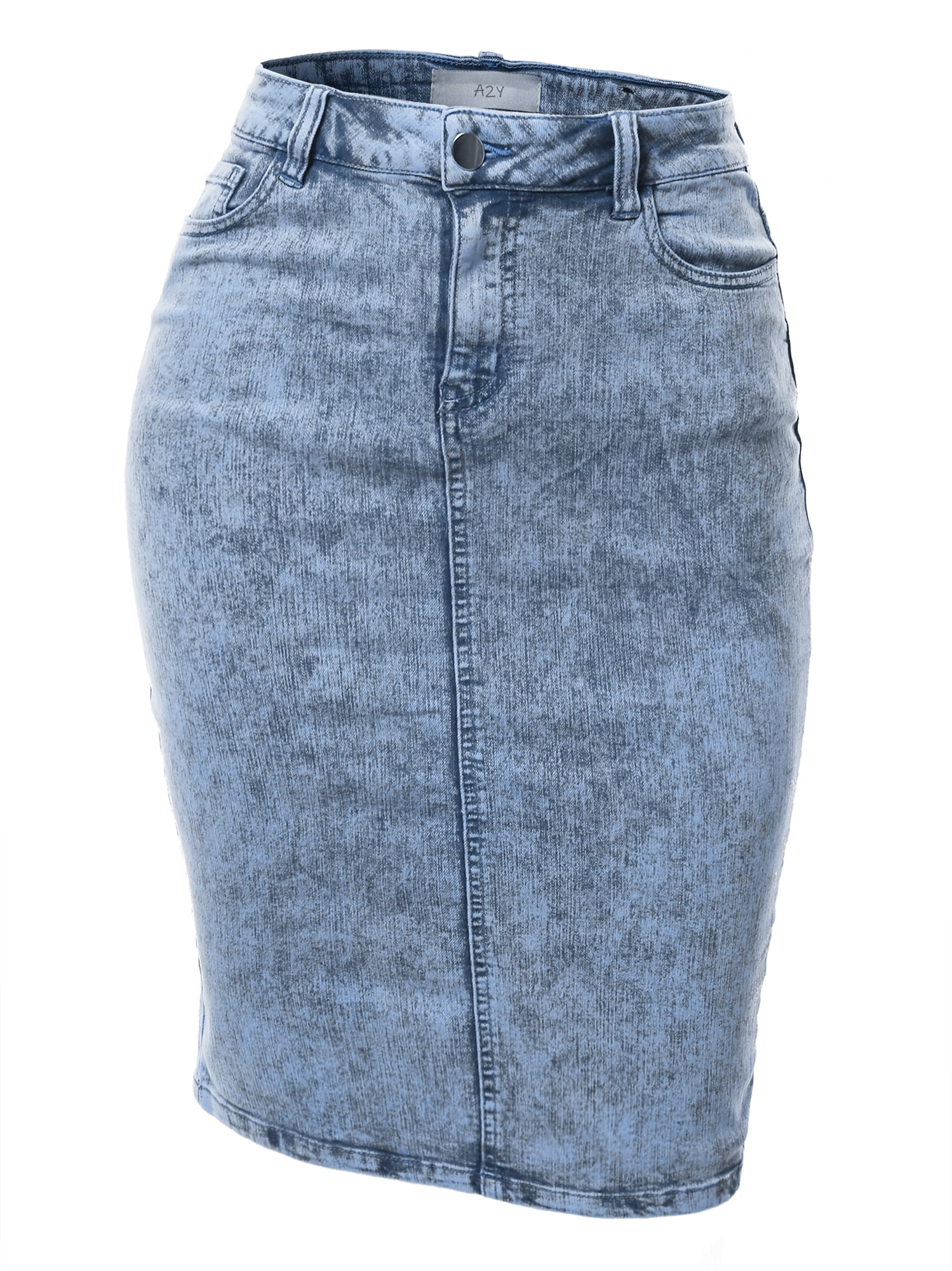 acid wash pencil skirt