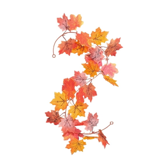 Tdxkok Artificial Autumn Maple Leaf Garland Faux Fall Vine Hanging Decoration for Halloween Thanksgiving Harvest Season Home Wall Door Mantel Party Decor