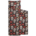 thumbnail image 2 of Skull and Rose Gothic Pattern Teens Toddler Nap Mat with Pillow, Sleeping Mat Bag for Preschool Daycare 59"x22", 2 of 6