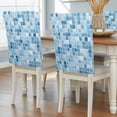 thumbnail image 2 of Blue White Color Block Chair Covers Set of 1 Summer Watercolor Square Ocean Chair Back Covers Stretch Removable Washable Slipcovers Protector for Dining Room Kitchen Party Decor, 2 of 9