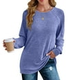 thumbnail image 2 of idosla Women Long Sleeve Shirts Fall Top Casual Pleated Blouse for Women Fashion (Blue, L), 2 of 9