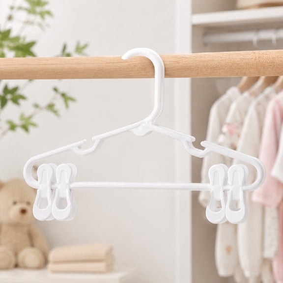 3-Pack White Kids' Hangers with Clips – Children's Clothing Hangers for Baby & Toddler Clothes