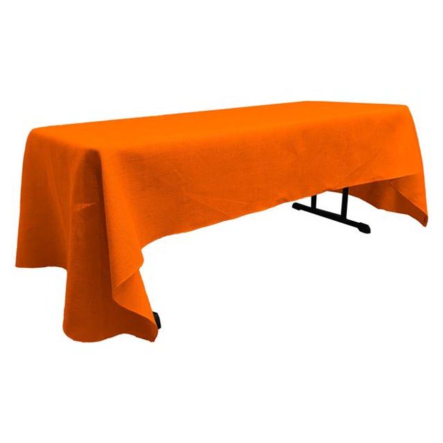 LA Linen TCBurlap60x126-Orange Rectangular Dyed Natural Burlap Tablecloth, Orange - 60 x 126 in.