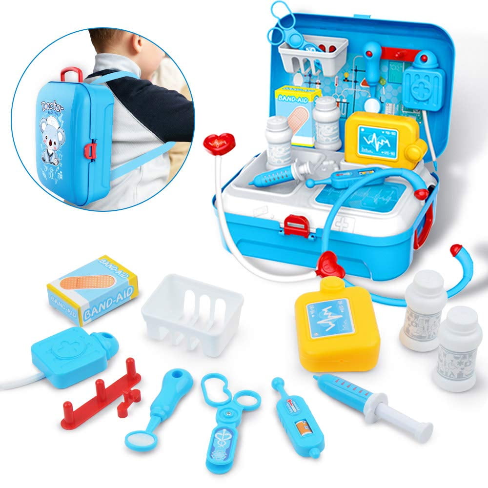 Doctor Nurse Medical Playset Kit Pretend Play Tools Toy Set Gift for Kids Blue 