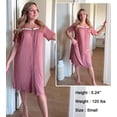 thumbnail image 2 of EKOUAER Women Zipper Robe Short Sleeves House Coat Zipper Front Bathrobe Sleepwear with Pockets Housecoat Nightgown, 2 of 5