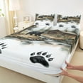 thumbnail image 3 of Manfei Wildlife Bear Print Twin Sheet Sets for Child, Jungle Animal Twin Fitted Sheet, Rustic Cabin Flat Sheet, Microfiber Bedroom Decor, 3 Pieces, 3 of 7