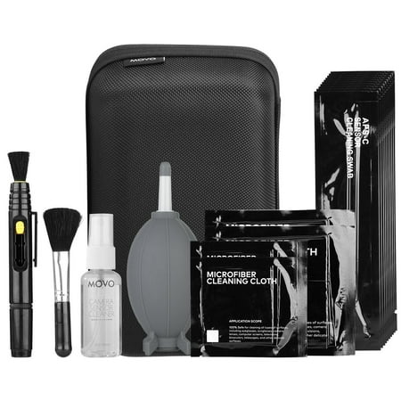 Movo Deluxe Essentials Camera Sensor Cleaning Kit with 14 APS-C Swabs, Sensor Cleaning Fluid, Rocket Air Blower, Lens Pen, Soft Brush, Small and Large Microfiber Cloths & Carrying