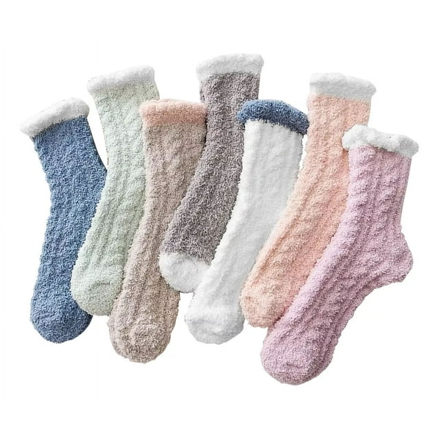 7 Pares Calcetines Termicos Para Frio Mujer Largos Tejidos