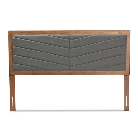 Baxton Studio Iden Dark Grey and Walnut Brown Finished Wood King Size Headboard
