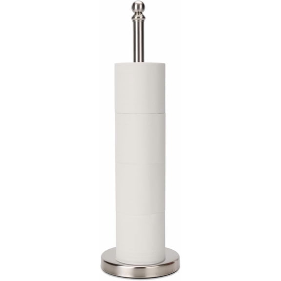 Toilet Paper Holder Stand Holding Up to 5 Paper Rolls, Free-Standing Spare Rolls Storage Holder, Stainless Steel (Brushed Nickel)