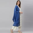 thumbnail image 5 of Janasya Indian V-Neck 3/4 Sleeve Ethnic Motifs Off- White Poly Silk Kurta With Palazzo and Dupatta For Women, 5 of 9