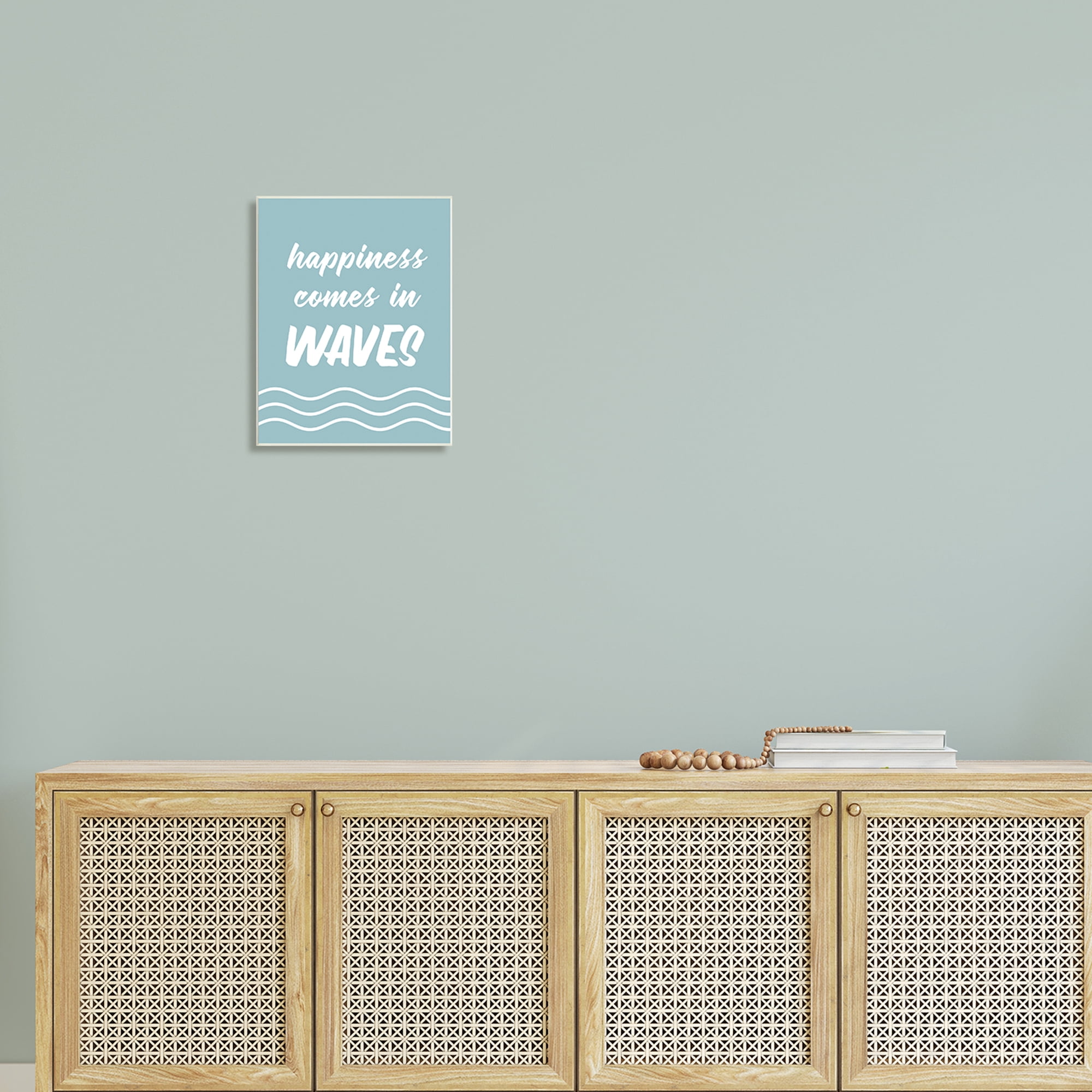 Stupell Industries Happiness Beach Water Waves Uplifting Cursive Phrase Graphic Art Unframed Art Print Wall Art, Design by Lettered and Lined