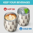 thumbnail image 4 of 12oz Stemless Wine Tumblers Brown Christmas Tree Pattern Vacuum Insulated Stainless Steel Travel Tumbler Cups Mug with Lid and Straw for Champaign,Cocktail,Beer with Cleaning Brush, 4 of 5