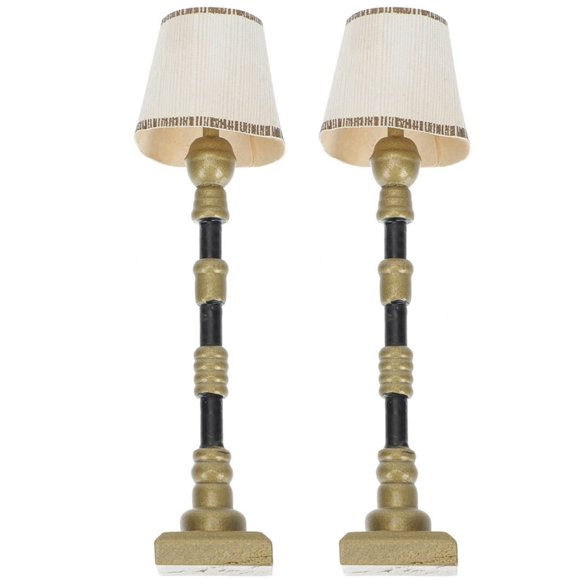 LNGOOR 2Pcs Miniature Delicate Lamps Mini House Floor Lamp Decorations Ground Mini Lamp Decors