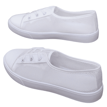 CHICVOMEY Women's Breathable White Sneakers Lightweight Walking Shoes for Women Comfortable Slip-On Nursing Shoes for Work Casual Mesh Slip Resistant Flat Shoes
