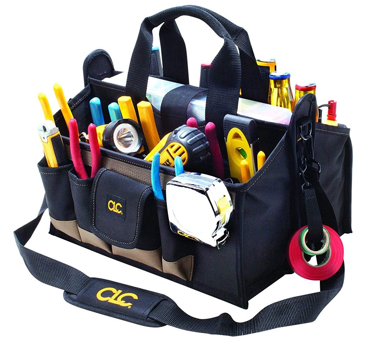 CLC Custom Leathercraft Custom LeatherCraft 1529 16-Pocket, 16-Inch Center Tray Tool Bag — Interior & Exterior Use, Professional Finish