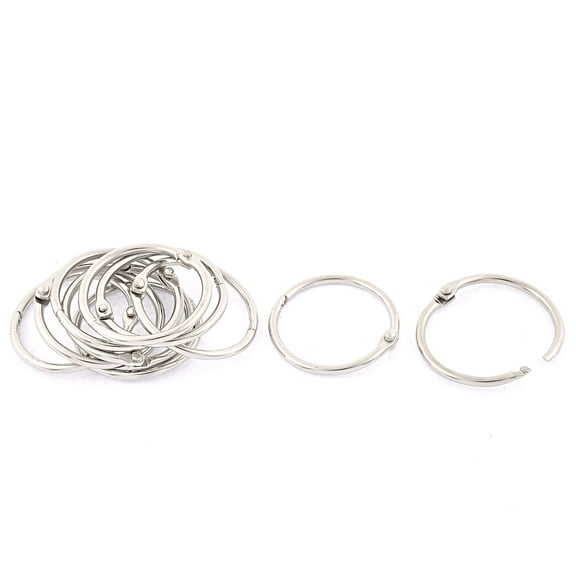 Uxcell Book Office Metal Loose Leaf Binder Hinge Snap Ring Keyring 1.26" Inner Dia 10Pcs