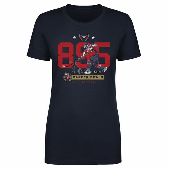 Women's 500 Level Alexander Ovechkin Navy Washington Capitals NHL All-Time Leading Goal Scorer Number T-Shirt