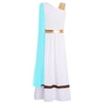 thumbnail image 3 of TiaoBug Kids Girls Roman Toga Dress One Shoulder Metallic Tunics Overlay Chiffon Shawls Maxi Gowns for Themed Parties Blue 8, 3 of 5