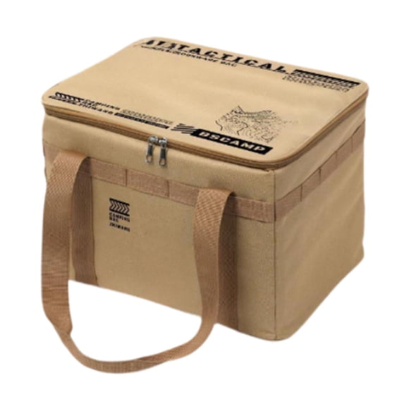 Bolsa de almacenamiento para acampar, bolsa para linterna de camping, multifunción con cremallera, gran capacidad Caqui