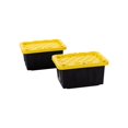 thumbnail image 1 of Bolsa De Almacenamiento De Plástico De 5 Galones Con Tapa Con Cerradura, Contenedor Apilable Resistente De Uso Regular Para Herramientas De Garaje Y Organización Del Hogar (Paquete De 2), Negro Y Amar, 1 of 5