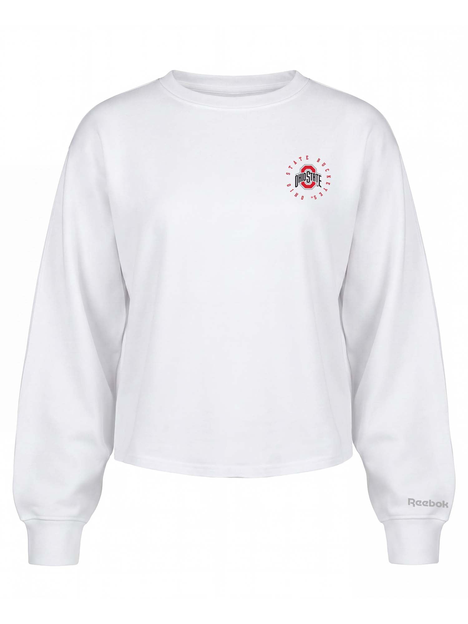 Ohio State Buckeyes Reebok Womens White Heavyweight Cotton Long Sleeve Pullover