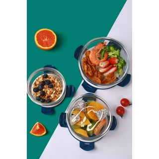 (Set of 3) NEOFLAM Fika Clik Glass Extra Large Food Storage Containers Set  | Microwave, Dishwasher & Oven Safe (88 oz, 2.6L)