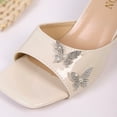 thumbnail image 6 of Xfvqtps Slides for Women Rhinestone Embellished Mules Patent Leather Open Toe Shoes Chunky Heel Dressy Sandals Fall Winter Party Going Out Comfortable Footwear, 6 of 9
