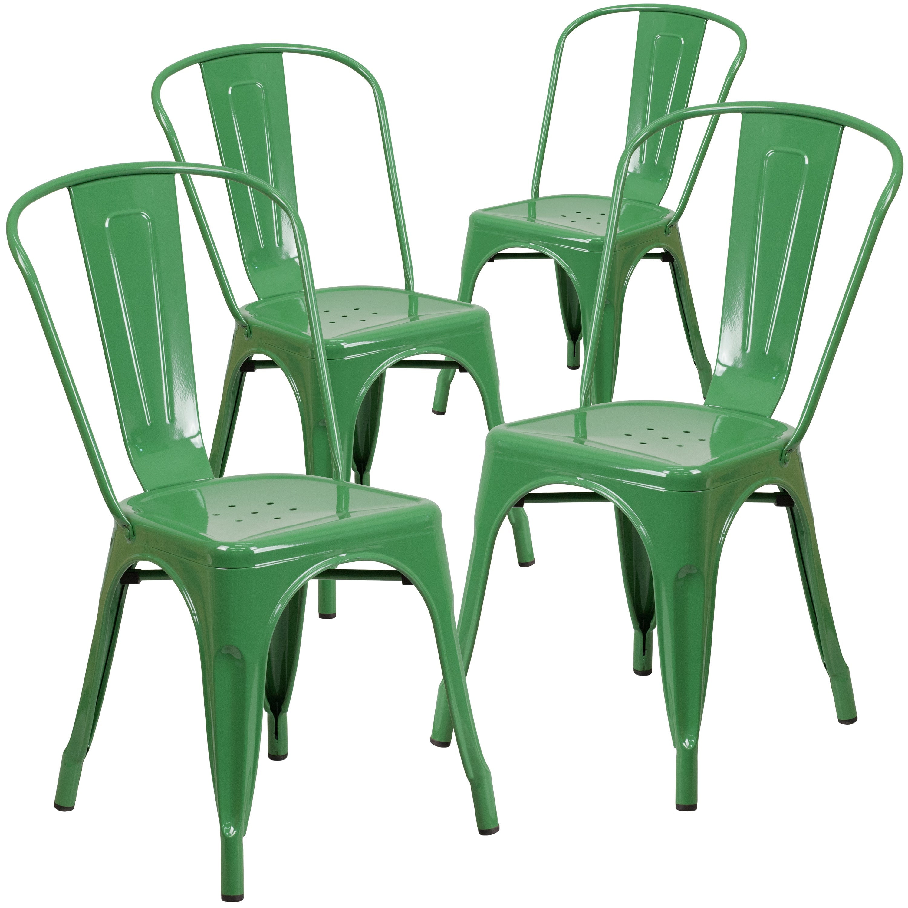 Yellow Metal Indoor-Outdoor Stackable Chair Flash Furniture 4 Pk 