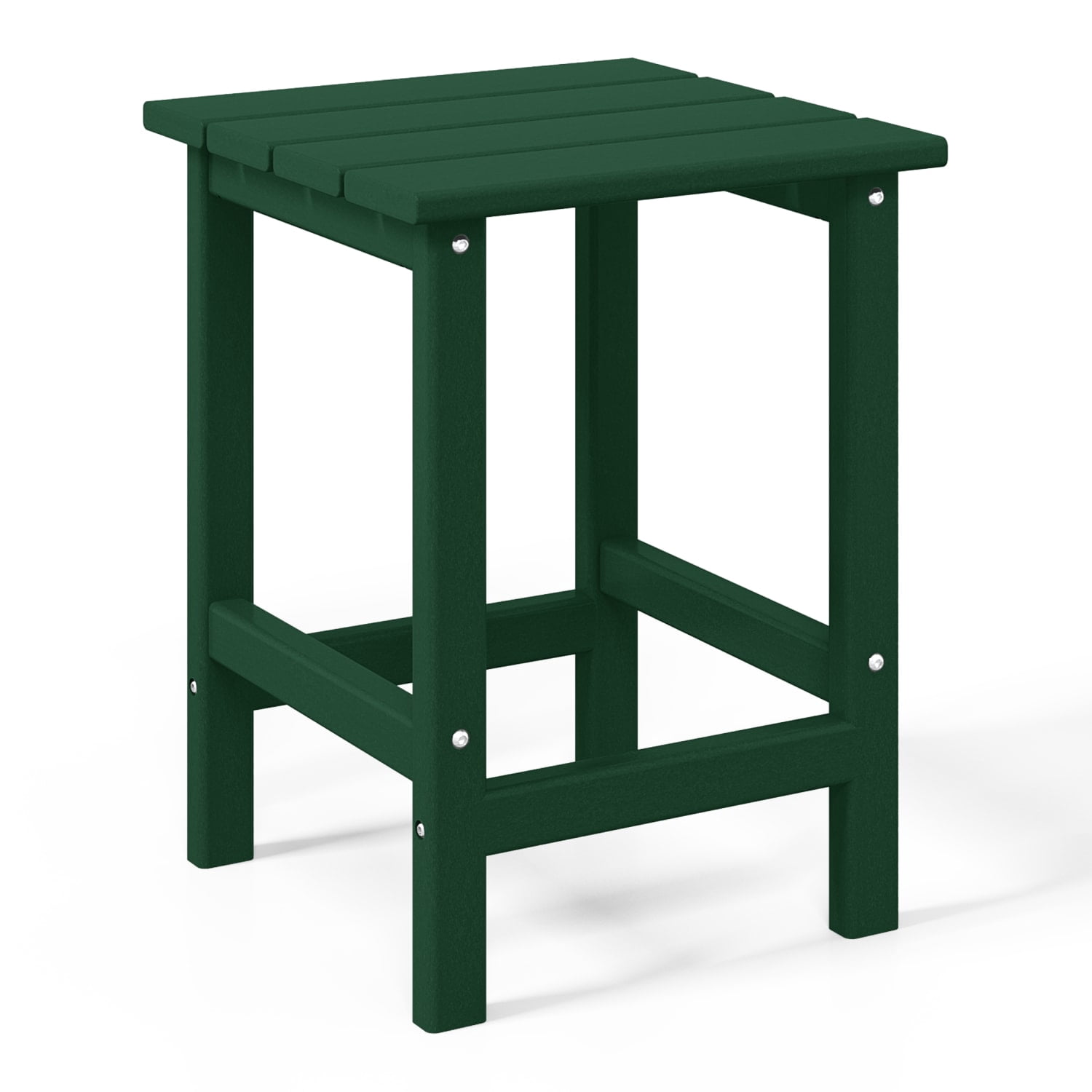 WestinTrends Outdoor Side Table, All Weather Poly Lumber Adirondack Small Patio Table Square End Table for Pool Balcony Deck Porch Lawn Backyard, Dark Green