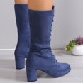 thumbnail image 5 of Xiaoxatg Women's Mid-Calf Boots - Stylish Lace Up Design with Pointed Toes and Heels for Fashion-Forward Individuals 9 Blue, 5 of 8
