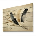 thumbnail image 2 of Designart "Feathers Sumi Asian Painting IV" Asian Art Print on Natural Pine Wood, 2 of 5