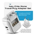 thumbnail image 5 of Ceptics Italy, Chile, Rome Power Plug Adapter Travel Set, 20W PD & QC, Safe Dual USB & USB-C 3.1A - 2 USA Socket - Compact - Use in Lybia, Tunisia, Uruguay Includes Type C, Type L Swadapt Attachments, 5 of 12