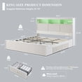 thumbnail image 3 of Aitjunz Modern King Size Bed Frame with 50" Tall Storage Headboard, 4 Under-Bed Storage Drawers, Fluted Wood Platform Bed w/ LED Lighting and Charging Station, No Box Spring Needed, White, 3 of 7