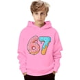 thumbnail image 4 of Playtopia Youth Donut Ice Cream Number 67 Graphic Hooded Pullover 350g Polyester Long Sleeve Kangaroo Pocket Casual Sweatshirt 1PC Big Kids Sizes 100-160, 4 of 4