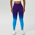 thumbnail image 2 of Sarapandan Women Seamless Elastic Leggings High Waist Sports Tight Trousers for Fitness Running Gym Purple Blue L, 2 of 6