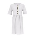 thumbnail image 4 of Bigersell Robes de Bal pour Femmes Été Mode Imprimé Manches Courtes Chandail à Enfiler Robe à Boutons Robe Maxi Robes de Cocktail Grande Taille pour Femmes, Style 3112, Blanc G, 4 of 7