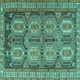 thumbnail image 1 of Ahgly Company Indoor Square Persian Turquoise Blue Traditional Area Rugs, 7' Square, 1 of 4