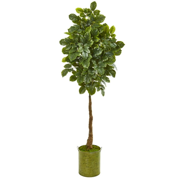 Nearly Natural 69” Beech Leaf Artificial Tree in Metal Planter