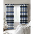 thumbnail image 2 of Blackout Curtains for Bedroom, Blue Black Plaid Room Darkening Window Drapes for Living Room, Farmhouse Blue Black Checkered Thermal Insulated Grommet Curtains, 42x45 inch, 2 Panels, 2 of 9
